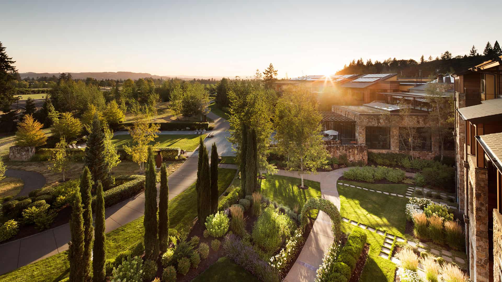 Allison Estate Gardens At Sunset
