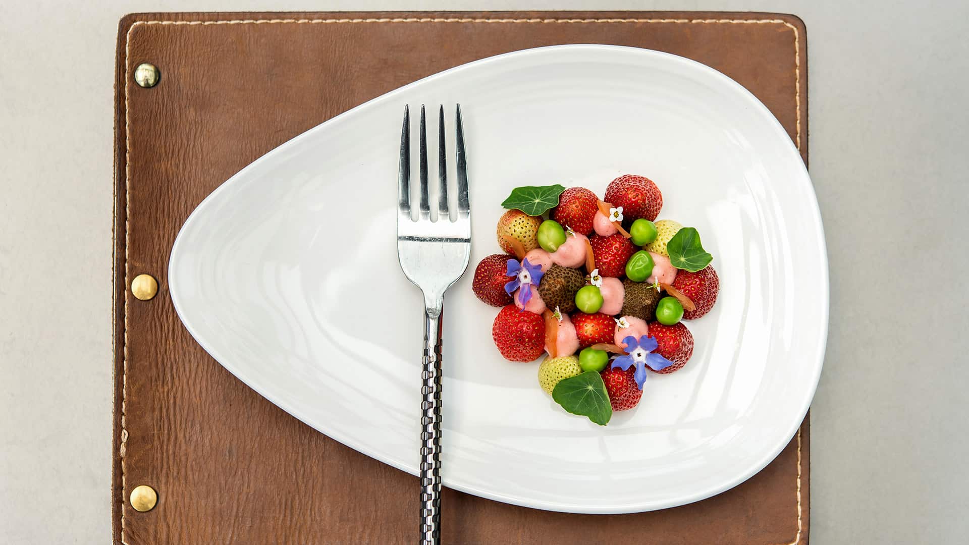 Jory Restaurant Garden Fresh Strawberry Salad With Edible Flowers